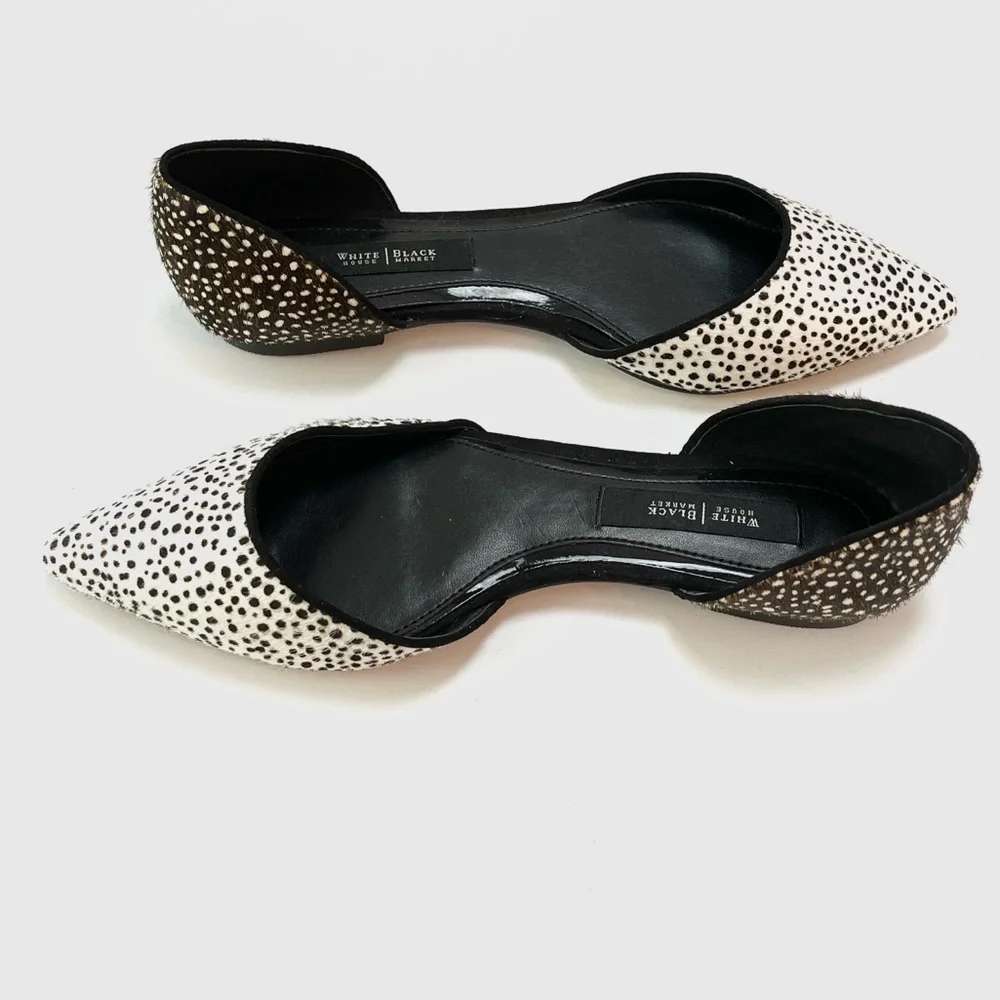 WHBM CALF HAIR SPOTTED POINTED TOE FLATS